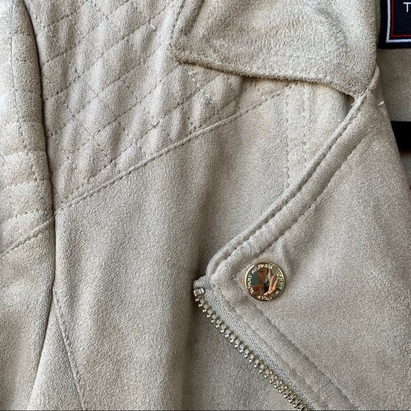 Tommy Hilfiger Light Suede and Gold Moto Jacket - Picture 12 of 12